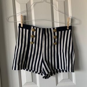 striped high waisted shorts
